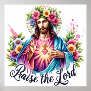 Poster Escritura Floral de Jesus Inspiracional