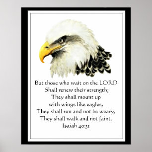Pôster Escritura inspirador que espera no senhor Eagle