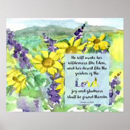 Poster Escritura Isaías 51:3 Deserto Lupinos Flores Silve