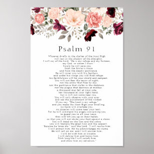 Poster Escritura Psalm 91 Borgonha Escamoteada