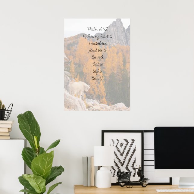 Poster Escritura Salmo 61:2 Rocha Mais Alta do que Eu Est (Escritório em casa)