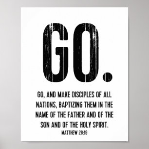 Poster Escritura Versa, Matthew 28:19, Vai