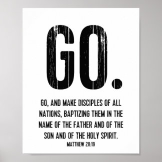 Poster Escritura Versa, Matthew 28:19, Vai