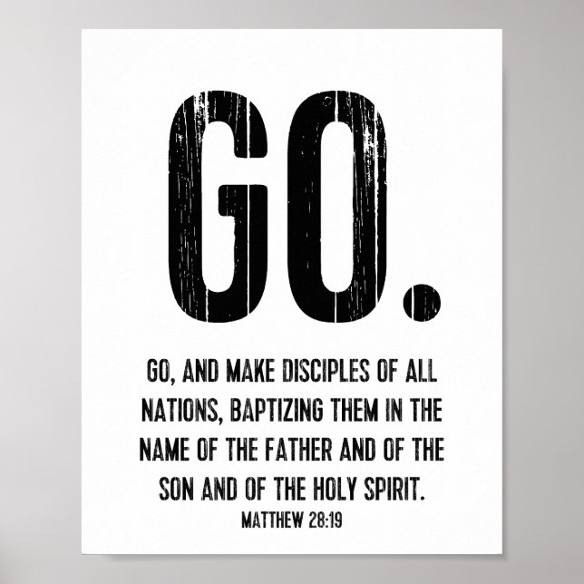 Poster Escritura Versa, Matthew 28:19, Vai (Frente)