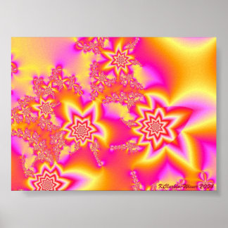 Poster Escudos de Estrelas Rosa, Laranja e Amarelo
