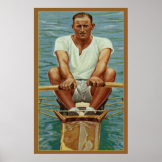 Poster Esculpindo Rowers Remando Atleta Esportivo Vintage