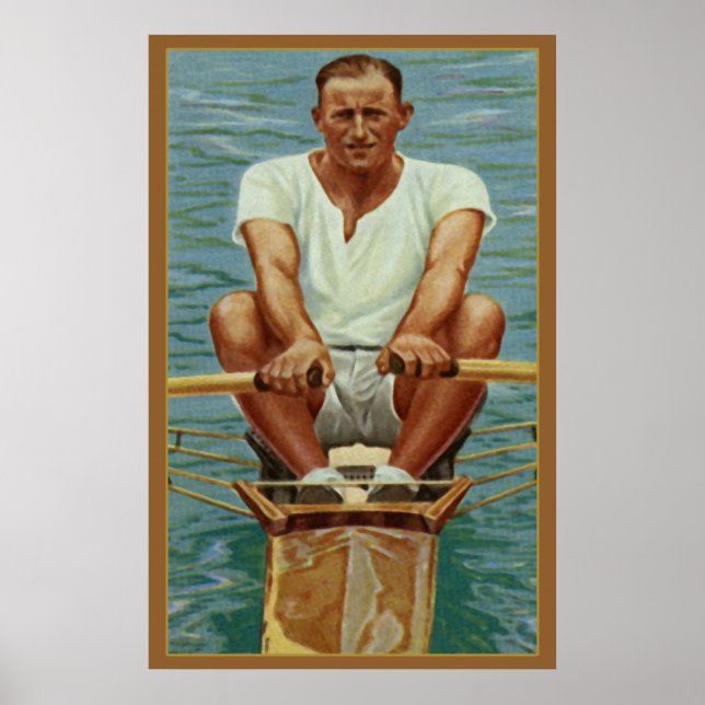 Poster Esculpindo Rowers Remando Atleta Esportivo Vintage (Frente)