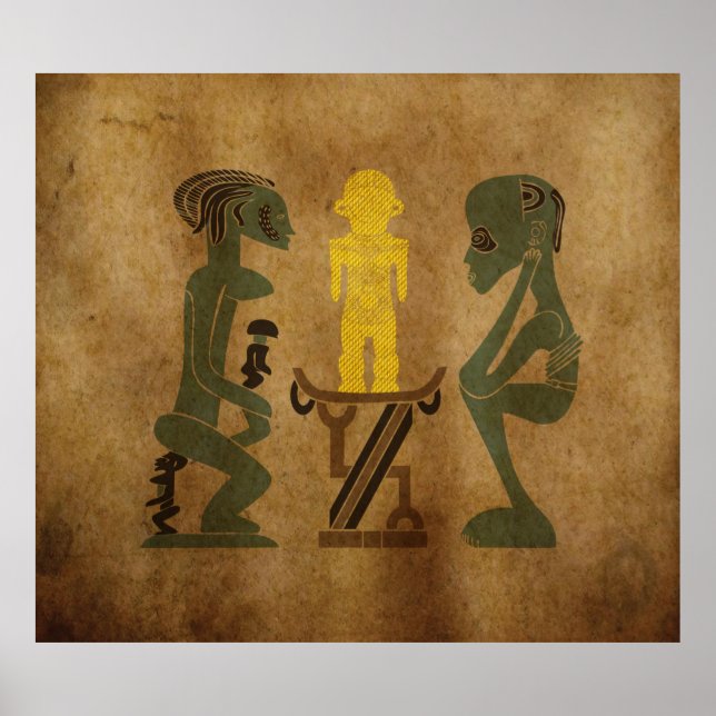 Poster esculpir rock ritual de cena de tribo guerreiro (Frente)