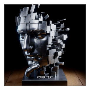 Pôster Escultura de metal com rosto bonito e fantasma