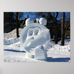 Poster Escultura de Neve de Relógio, Quebec, Canadá