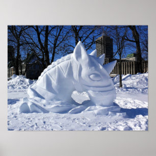 Poster Escultura de neve em cavalos, Quebec, Canadá