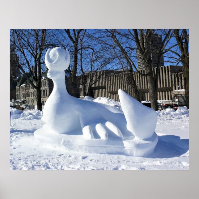 Poster Escultura de Neve Seal, Quebec, Canadá (Frente)