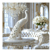 Escultura de pavão branco