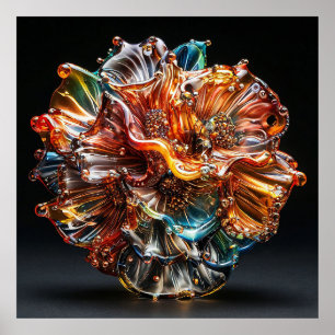 Poster Escultura de vidro de flor colorida brilhantemente