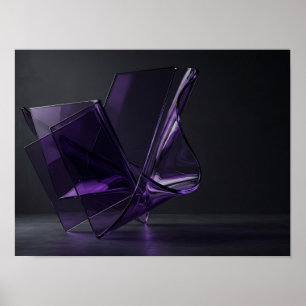 Poster Escultura de Vidro Dobrado Violeta Arte de Parede