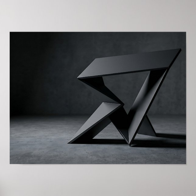 Poster Escultura Geométrica Angular de Grafite Arte de Pa (Frente)