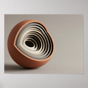 Poster Escultura Geométrica de Esfera Cortada em Camadas