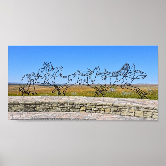 Poster Escultura Memorial Indiana, Little Bighorn, Montan (Frente)