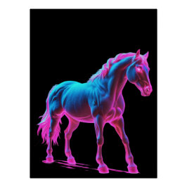 Pôster Escultura Neon Light Horse