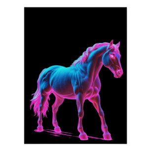 Pôster Escultura Neon Light Horse