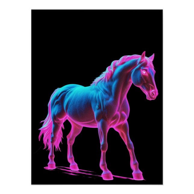 Pôster Escultura Neon Light Horse (Frente)
