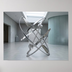 Poster Escultura Orbital de Cromo Arte Futurista Minimali