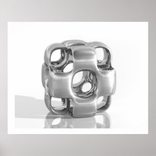 Pôster Escultura Virtual Em Alumínio Polido Cubado