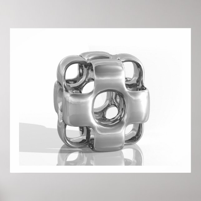 Pôster Escultura Virtual Em Alumínio Polido Cubado (Frente)