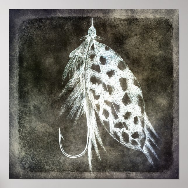 Poster Escuro De Pesca - Anzol De Peixe Com Voo (Frente)