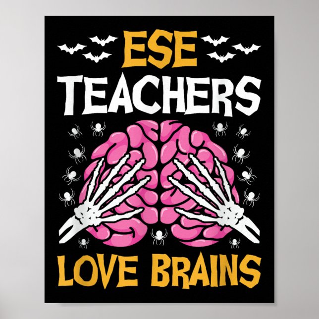 Poster Ese Teacher Love Brains Funny Halloween School  (Frente)