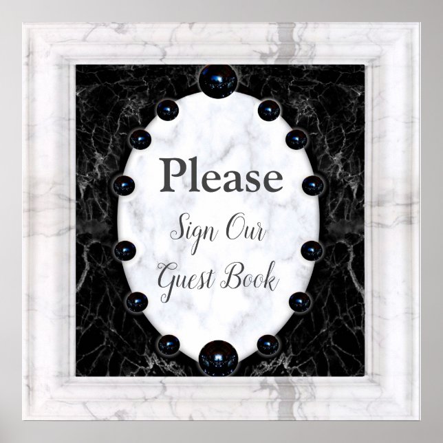 Poster Esferas de mármore brancas e pretas opulentas (Frente)