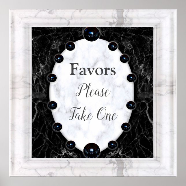 Poster Esferas de mármore brancas e pretas opulentes (Frente)