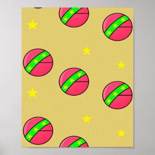 Poster Esferas e estrelas rosadas