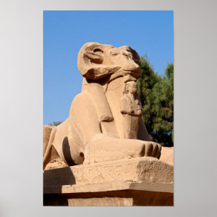 Poster Esfinge com cabeça de carneiro no Templo de Karnak