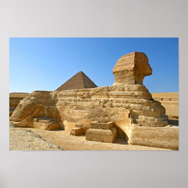 Poster Esfinge excelente de Giza com a pirâmide Khafre -  (Frente)