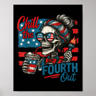 Poster Esfrie o Quarto Fora Esqueleto Divertido Patriótic