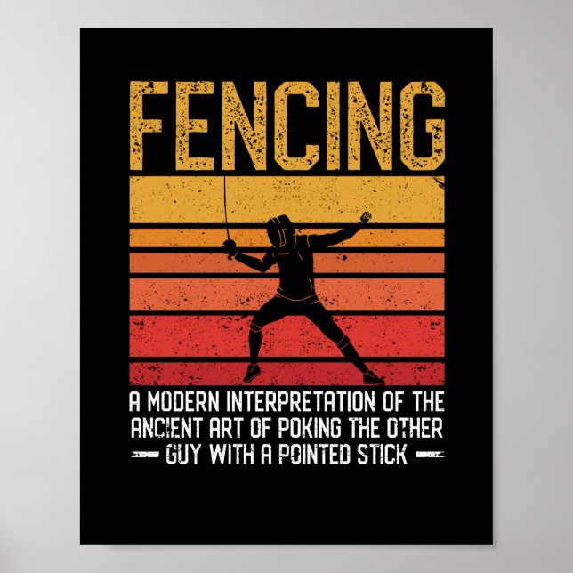 Poster Esgrima definição dictaphone fencer engraçado (Frente)
