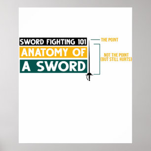 Poster Esgrima Engraçada Anatomia Luta de Espadas Esgrimi