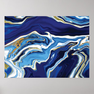 Poster Esmagamento da lava azul - mármore - Abstrato art