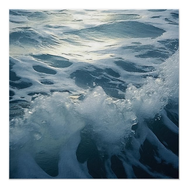 Pôster Esmagamento das ondas de espuma (Frente)