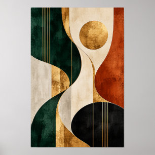 Poster Esmeralda Ferrugem Ouro Círculo Geométrico Abstrat