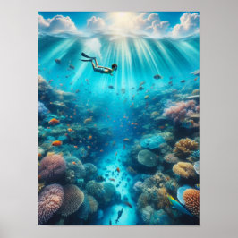 Poster Esnórquel em um recife de coral