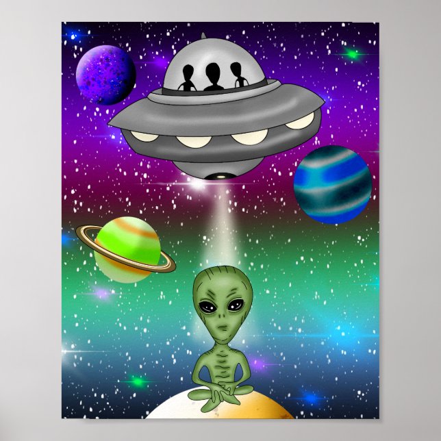Poster Espaçamento entre alienígenas e Planetas (Frente)