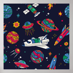 Poster Espachante em um padrão perfeito de Galáxia. Fundo