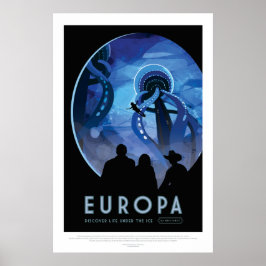Poster espacial futurística - Lua Europa de Júpite