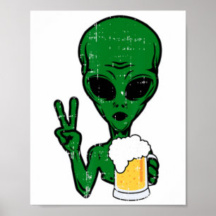 Poster Espaço-51 Cerveja Alienígena Sinal de Paz Hallow B