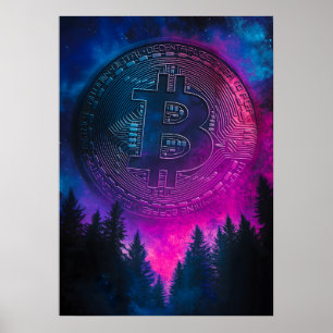 Poster Espaço da Galáxia com Cripto Roxo Bitamect