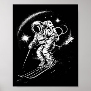 Poster Espaço de esqui esporte de inverno esqui engraçado
