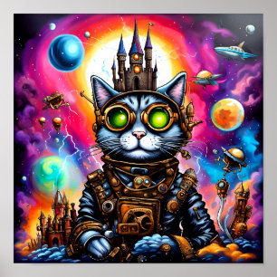 Poster Espaço de Steampunk Cat I