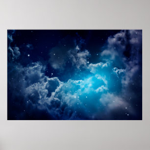 Poster Espaço do céu noturno com nuvem e estrelasceu,noit